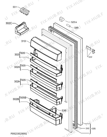 Взрыв-схема холодильника Aeg Electrolux SKZ71840S0 - Схема узла Door 003